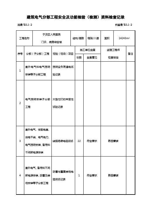 建筑电气工程安全及功能检验资料检查记录