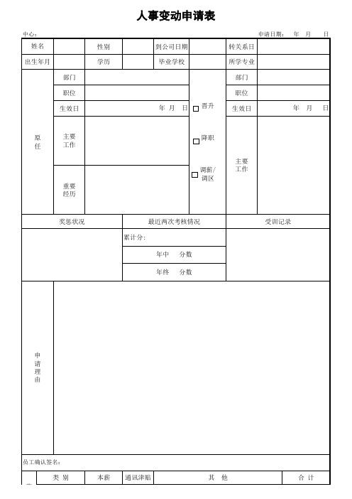 人事变动申请表