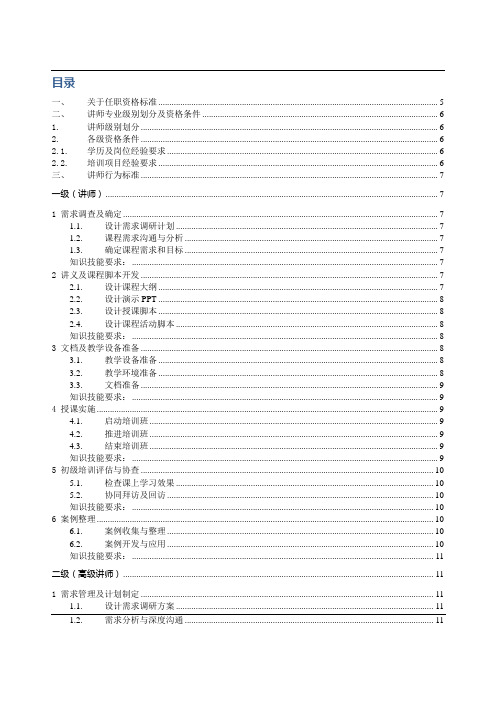 企业内训师-专业任职资格标准