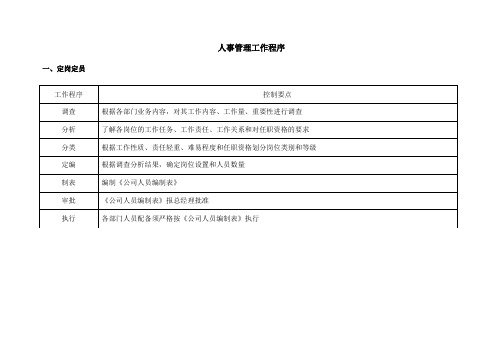 人事管理工作程序