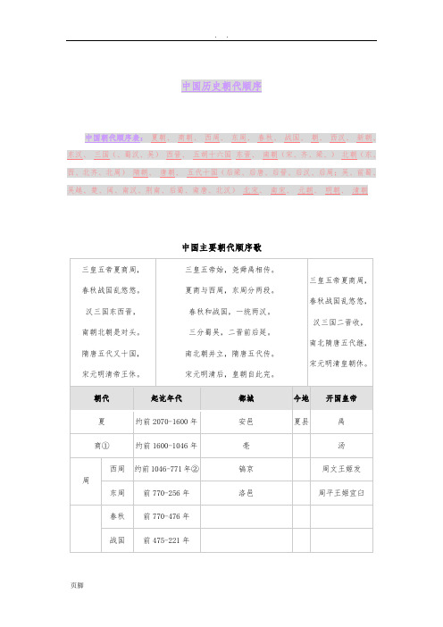 七年级历史朝代更替表。