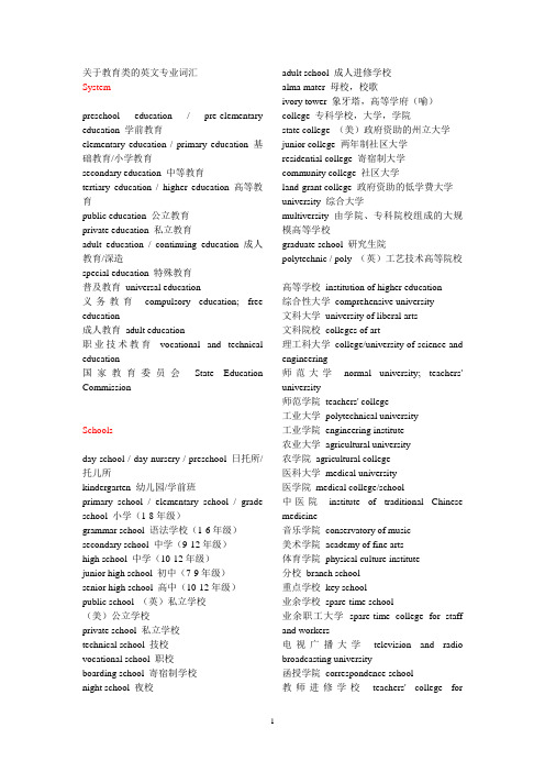 关于教育类的英文专业词汇