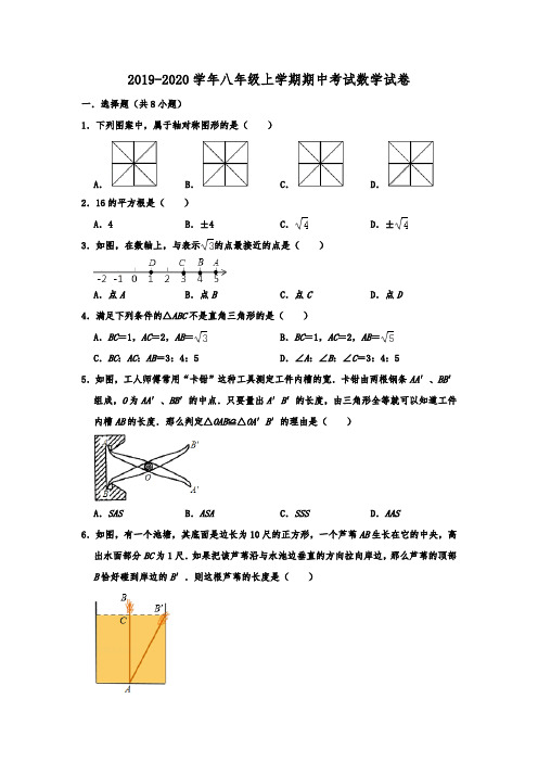 2019-2020学年八年级上学期期中考试数学试卷含解析