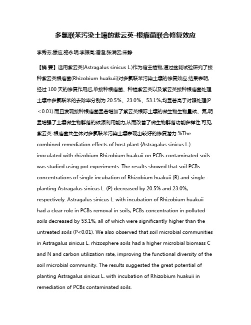 多氯联苯污染土壤的紫云英-根瘤菌联合修复效应