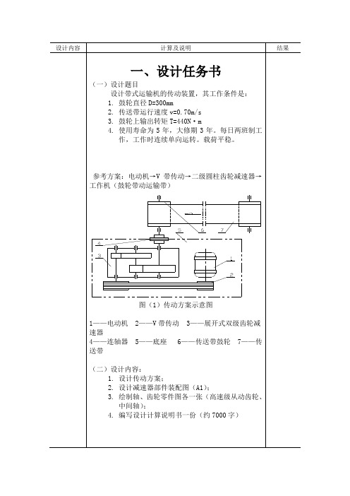 机械设计课程设计说明书 (二级减速箱)