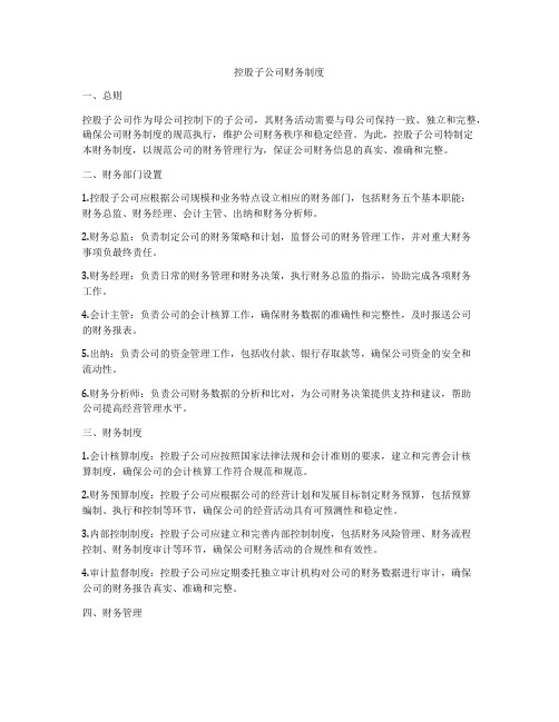 控股子公司财务制度