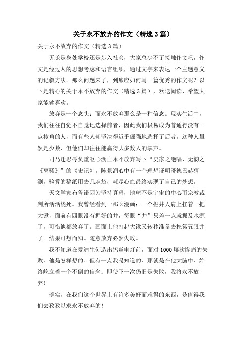 关于永不放弃的作文(3篇)