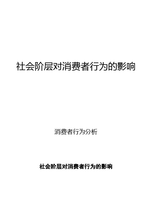 社会阶层对消费者行为的影响