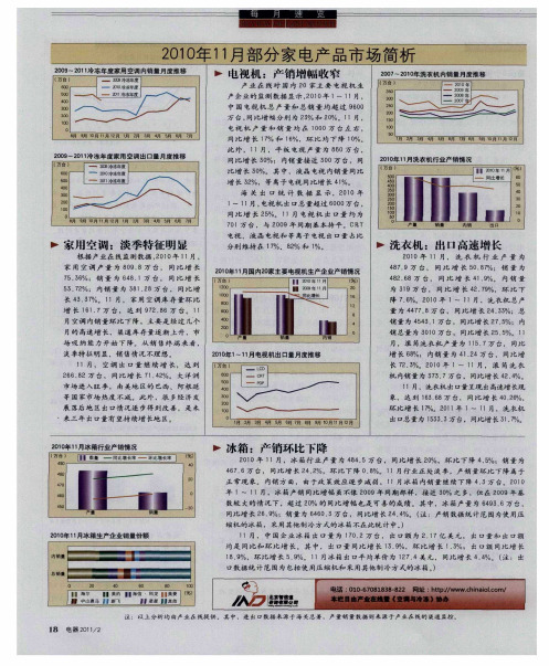 2010年11月部分家电产品市场简析