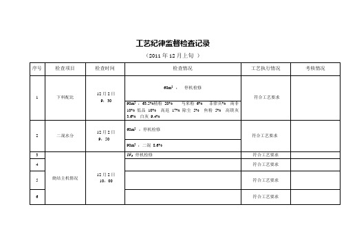 工艺纪律监督检查记录