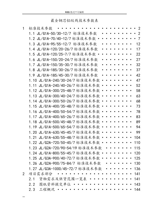 最全钢芯铝绞线技术参数表