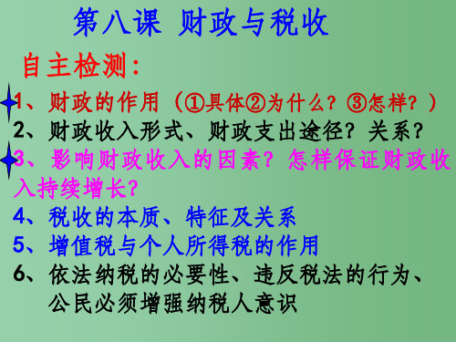 高三政治一轮复习 第八课 财政与税收课件 新人教版必修1