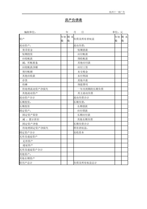 杭州十一郎广告公司资产负债表