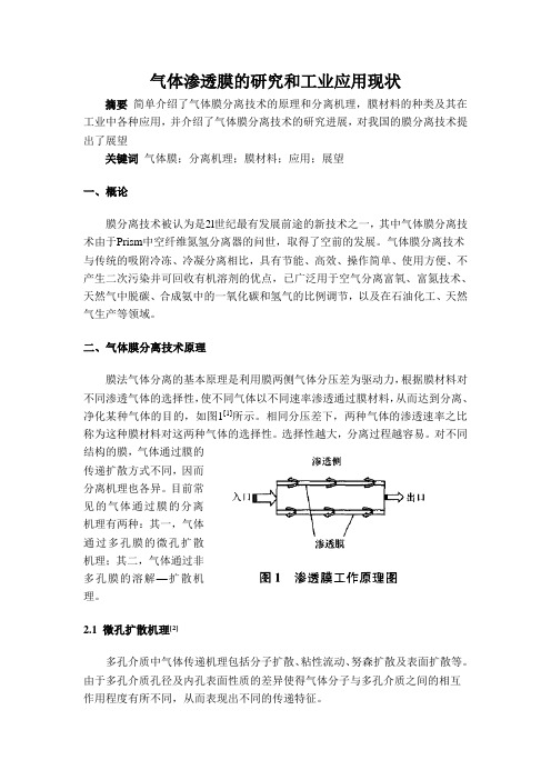 气体渗透膜的研究和工业应用现状