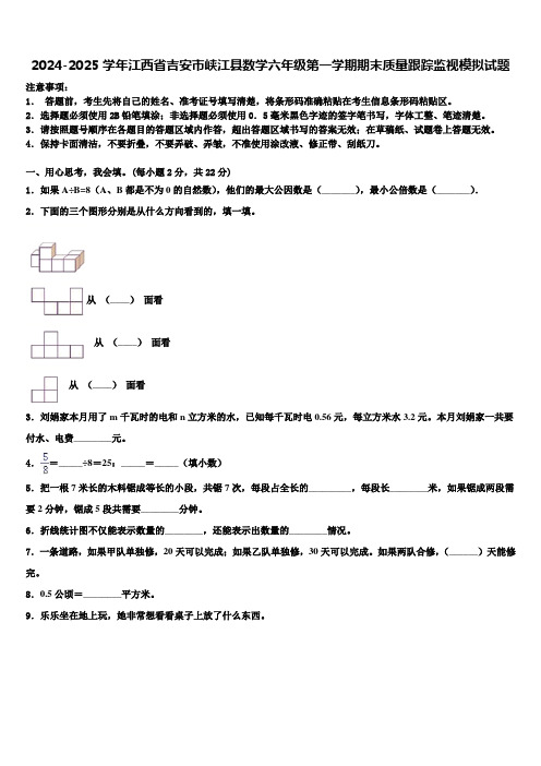 2024-2025学年江西省吉安市峡江县数学六年级第一学期期末质量跟踪监视模拟试题含解析