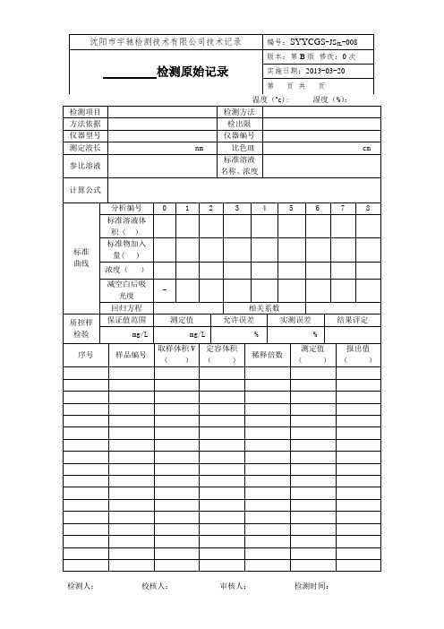 8 紫外可见分光光度法检测原始记录 2