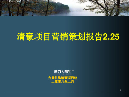 南昌清豪西雍半岛别墅的项目营销的的策划的报告终稿96PPT2008年