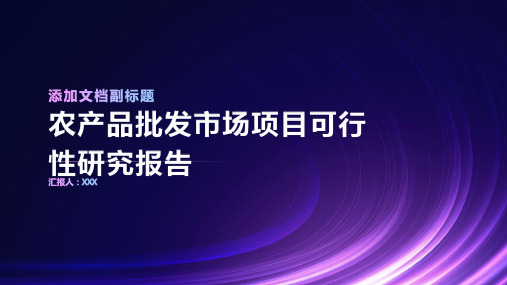 农产品批发市场项目可行性研究报告