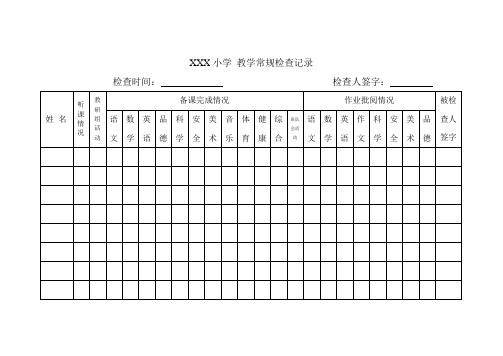 小学教学常规检查记录模板