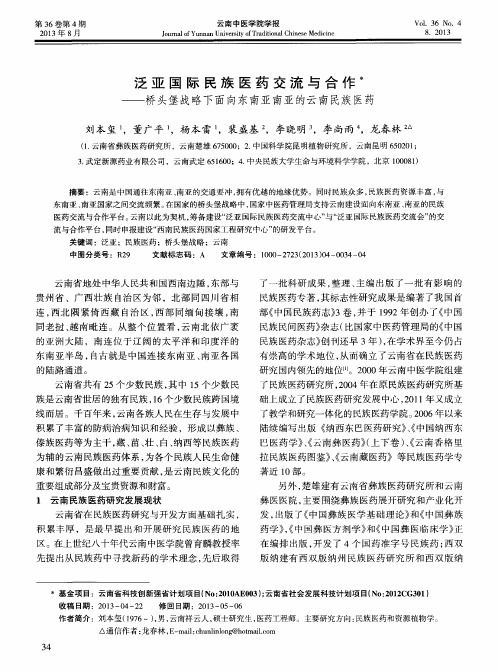 泛亚国际民族医药交流与合作——桥头堡战略下面向东南亚南亚的云南民族医药