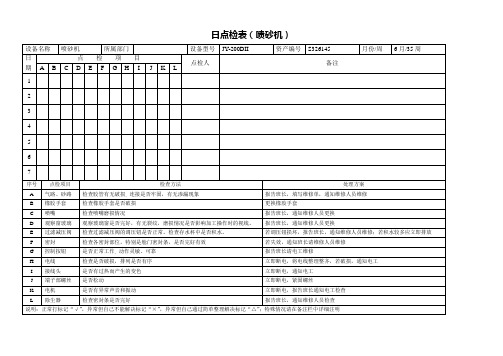 日点检表(喷砂机)-JY-200D-喷涂