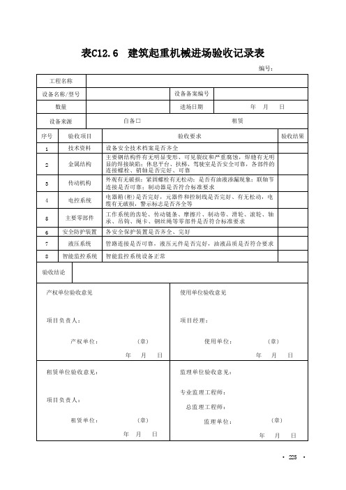 C126 建筑起重机械进场验收记录表