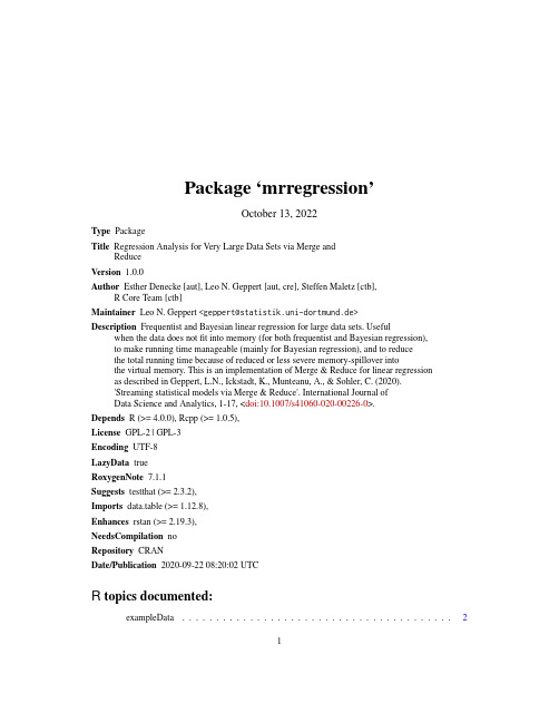 mrregression 1.0.0 产品说明说明书