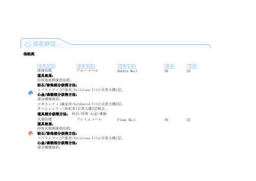 口袋妖怪(宠物小精灵)信纸类道具详解-推荐下载