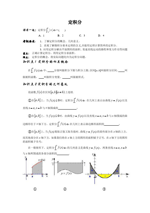 2023届高三一轮复习《定积分》学案