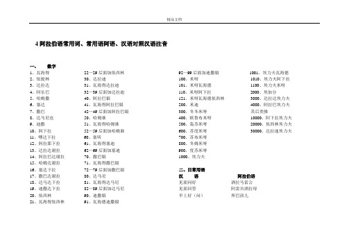 阿拉伯语常用词、常用语阿语、汉语对照汉语注音