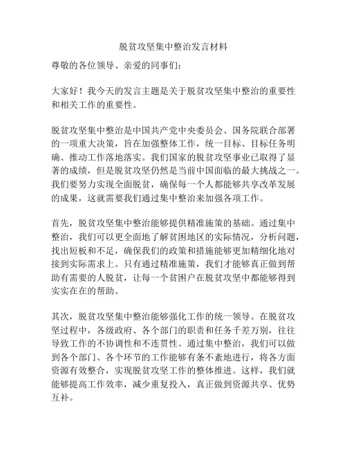 脱贫攻坚集中整治发言材料