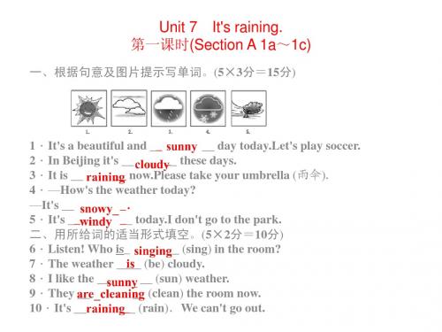 Unit 7 It's raining(预习导航 堂堂清 日日清)同步习题精讲课件(共23张PPT)(新人教版七年级下)
