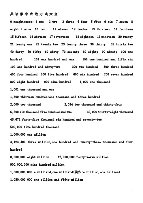 英语数字表达方式大全