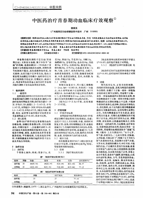 中医药治疗青春期功血临床疗效观察