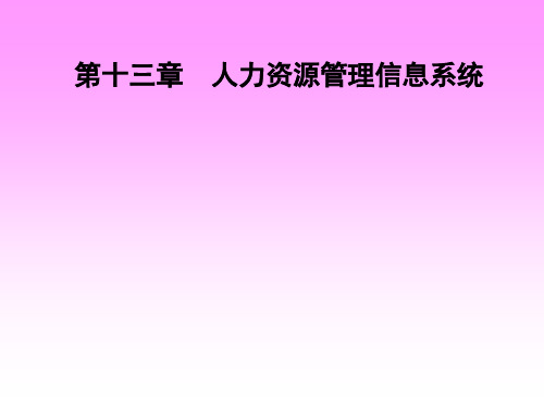 第十三章人力资源信息管理系统