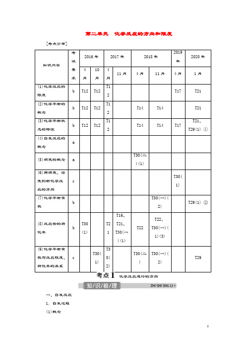 (浙江选考)2021版高考化学一轮复习专题7化学反应速率与化学平衡2第二单元化学反应的方向和限度教学案