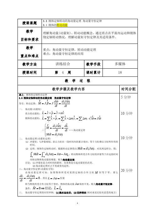 9-刚体定轴转动的角动量定理 角动量守恒定律 刚体定轴转动的动能定理