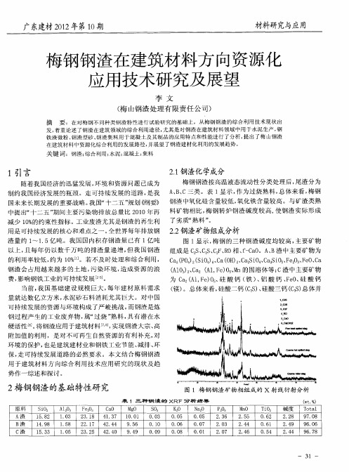 梅钢钢渣在建筑材料方向资源化应用技术研究及展望