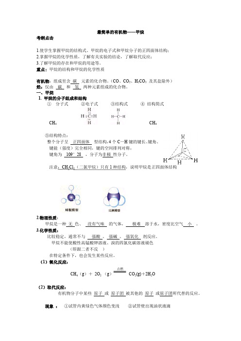 甲烷知识点总结与精练