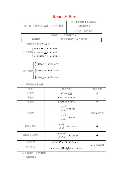 江苏专版2019版高考数学文一轮复习学案：第七章不等式