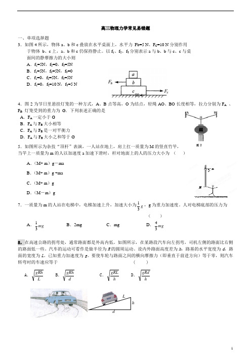 高三物理常见易错题