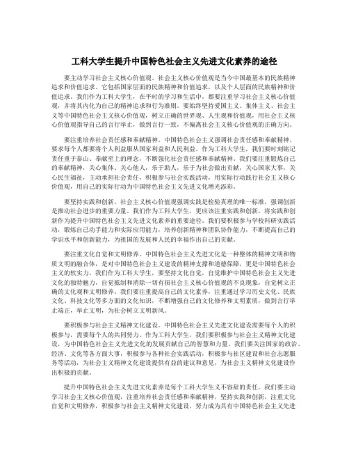 工科大学生提升中国特色社会主义先进文化素养的途径