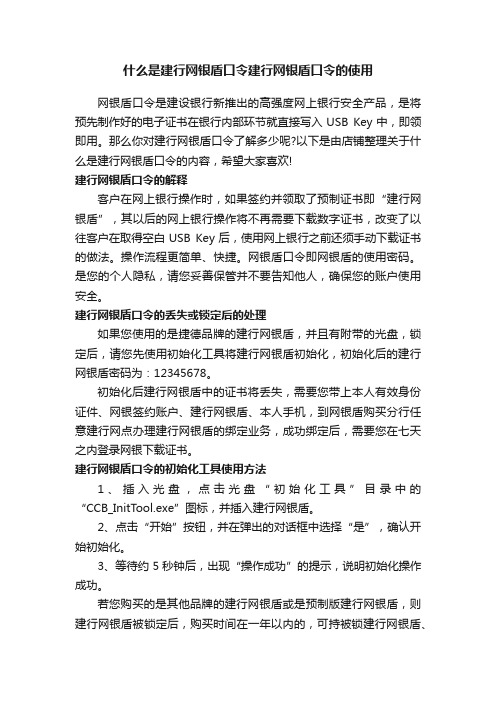 什么是建行网银盾口令建行网银盾口令的使用