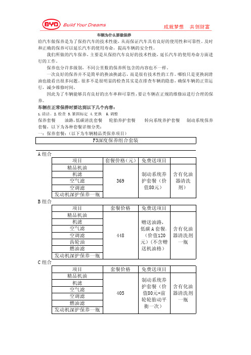 售后保养套餐明细