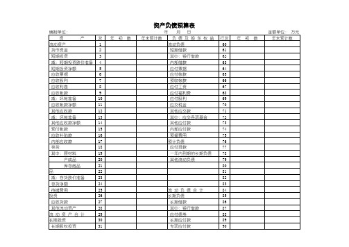 集团公司资产负债预算表