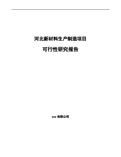 河北新材料生产制造项目可行性研究报告