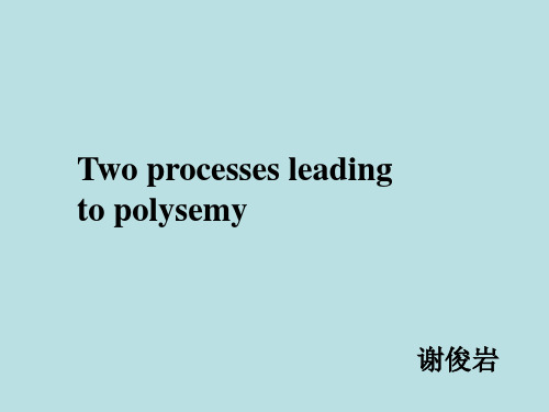 Polysemy and Homonymy