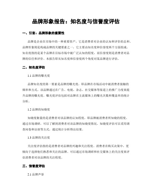 品牌形象报告：知名度与信誉度评估