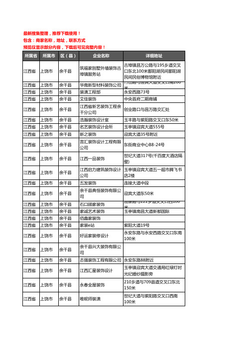 新版江西省上饶市余干县装修公司企业公司商家户名录单联系方式地址大全77家