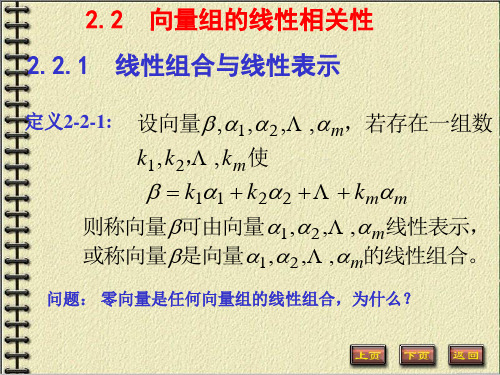 线性代数  2.2向量组的线性相关性